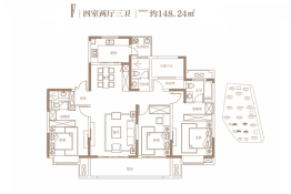 汤阴 建业 壹号城邦4室2厅1厨3卫建面148.24㎡