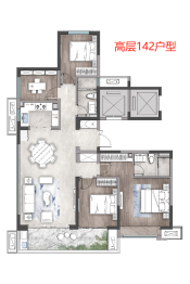 中南·水云间3室2厅1厨2卫建面142.00㎡