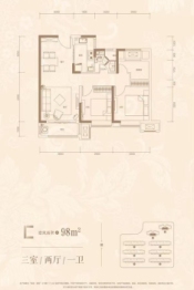 龙湖首创禧瑞郦城3室2厅1厨1卫建面98.00㎡