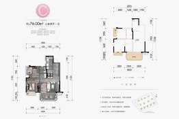 融创凤屿湖3室2厅1厨1卫建面76.00㎡