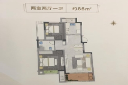 阳光文和雅居2室2厅1厨1卫建面86.00㎡