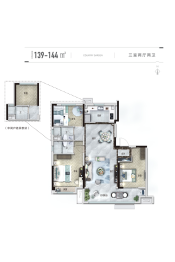 碧桂园东宸源著3室2厅1厨2卫建面139.00㎡