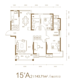 美景九悦山3室2厅1厨2卫建面143.71㎡