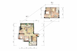 兰乔圣菲3期南郡4室3厅1厨2卫建面129.00㎡