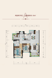 河源龙光城2室2厅1厨2卫建面89.00㎡