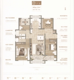 领海公馆4室2厅1厨2卫建面128.00㎡