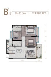 保利·明玥半山3室2厅1厨2卫建面115.00㎡