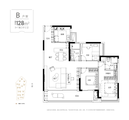 轨道万科悦府4室2厅1厨2卫建面128.00㎡