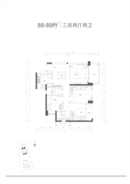 满京华云著雅庭3室2厅2卫建面88.00㎡