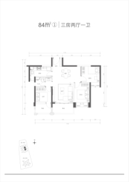 满京华云著雅庭3室2厅1卫建面84.00㎡