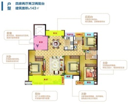 中科东庄城4室2厅1厨2卫建面143.00㎡