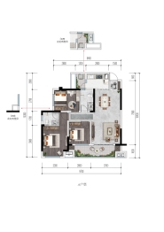 华棠九里3室2厅1厨2卫建面93.00㎡