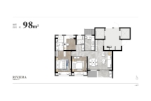 华侨城纯水岸建面约98㎡户型示意图