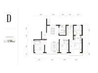 高层标准层158平米D户型