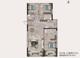 锦绣新天地3室2厅1厨3卫建面150.42㎡