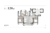 建面约120㎡户型示意图