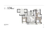 建面约136㎡户型示意图