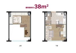 仁恒梦公园1室1厅1厨1卫建面38.00㎡