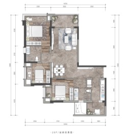 财信·北滨壹品3室2厅1厨2卫建面101.15㎡