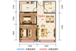 尚阳景城2室1厅1厨1卫建面68.00㎡