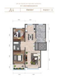 金科凯旋广场C区2室2厅1厨1卫建面93.00㎡