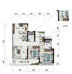 雅居乐明珠城3室2厅1厨2卫建面100.00㎡