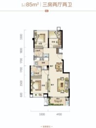 角美宝嘉誉峰3室2厅1厨2卫建面85.00㎡