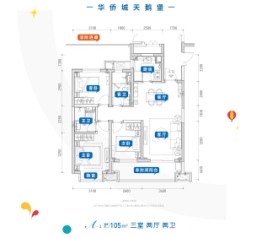 太原华侨城天鹅堡3室2厅1厨2卫建面105.00㎡