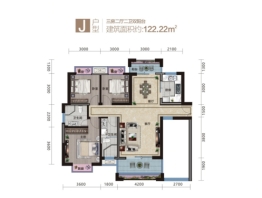 东安学府城3室2厅1厨2卫建面122.22㎡