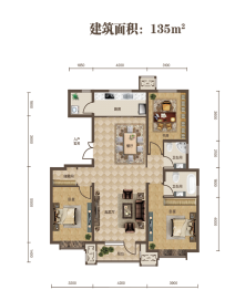 泊澜天下3室2厅1厨2卫建面135.00㎡