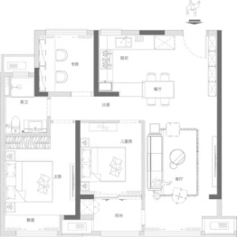 招商雍华府3室2厅1厨1卫建面99.00㎡