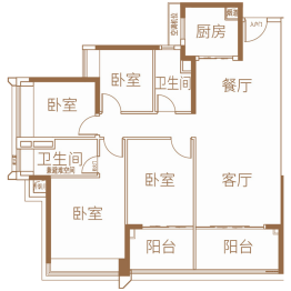 保利和悦滨江4室2厅1厨2卫建面140.00㎡