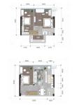 B2户型， 商住， 建筑面积约55.00平米