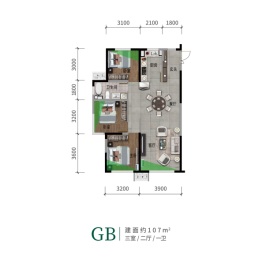 永同昌·沈阳翡翠府3室2厅1厨1卫建面107.00㎡