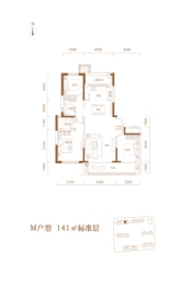 月晟·天玺胤3室2厅1厨2卫建面141.00㎡