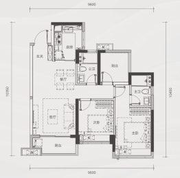 金科·博悦湾2室2厅1厨2卫建面90.00㎡