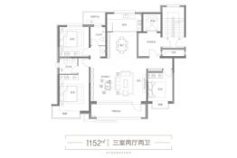 民生·城市领秀3室2厅1厨2卫建面152.00㎡