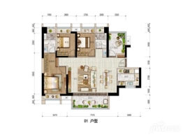 保利中环广场3室2厅1厨2卫建面131.00㎡