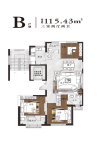 B户型 115.43㎡ 三室两厅两卫