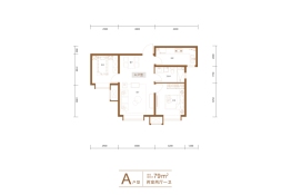 北科建水岸华府2室2厅1厨1卫建面79.00㎡