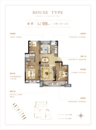 恒毅·御景豪庭3室2厅1厨2卫建面98.00㎡