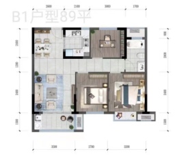 华锦·云湖境3室2厅1厨1卫建面89.00㎡