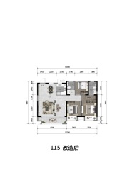 卓越菩悦·文澜府3室2厅1厨2卫建面115.00㎡