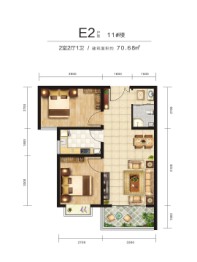 正洋·凤凰尚境2室2厅1厨1卫建面70.68㎡