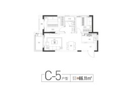 正商金域华府2室2厅1厨1卫建面86.11㎡