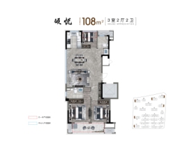 蓝城云锦桃源3室2厅1厨2卫建面108.00㎡