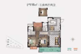 美林湖·龙门里3室2厅1厨2卫建面115.00㎡