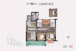 美林湖·龙门里3室2厅1厨2卫建面99.00㎡