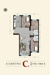 森林小镇3室2厅1厨2卫建面116.00㎡