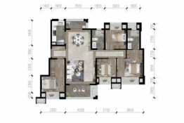 保利青江花园4室2厅1厨2卫建面117.00㎡